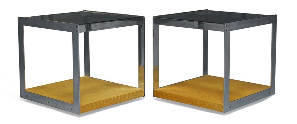Richard Young (b.1930), a pair of chromed and teak side...