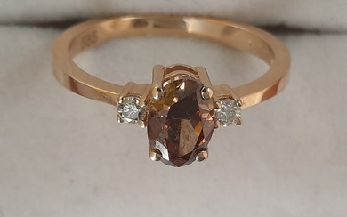 Ring Yellow gold Mixed brown Diamond (Natural coloured) - Diamond