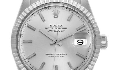 Rolex Datejust Steel Engine Turned Bezel Silver Dial Vintage Mens Watch 1601