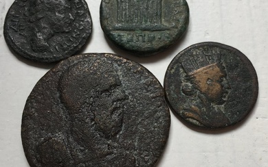 Roman Empire (Provincial). Group of 4 coins: different emperors and provinces (large coin is 34mm in size)