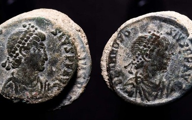 Roman Empire. Theodosius I (AD 379-395). Group of 3 fused maiorinas fused in ancient times