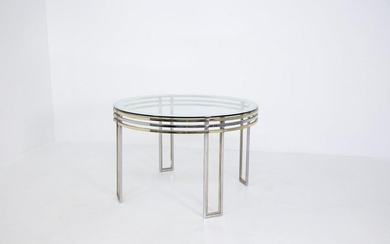 Romeo Rega Dining Table in Brass, Steel and Glass