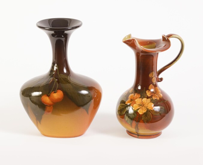 Rookwood Pottery Vase with Flared Rim, Edward Diers, and a Rookwood Creamer, 1890-1900 FD7A