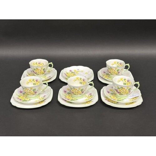Royal Albert Primulette cups, saucers and plates for 5 plus ...