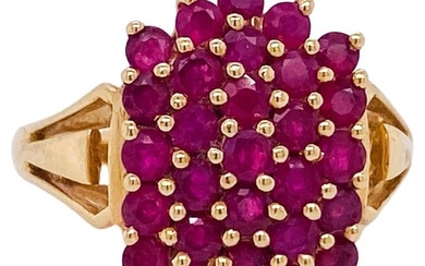 Ruby Tiered Honeycomb Low Profile Ring in 14k Yellow Gold 1/2 Carat Tw Rubies