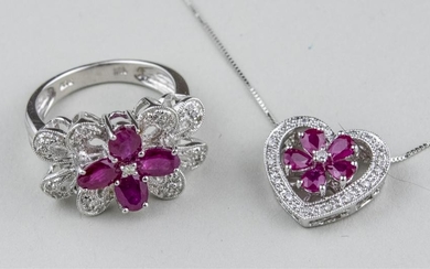 Ruby and Diamond Jewelry Suite *