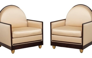 Ruhlmann Style Art Deco Armchairs, Pair