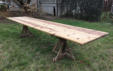 Rustic 19th C Twelve Foot French Pine Dining Table