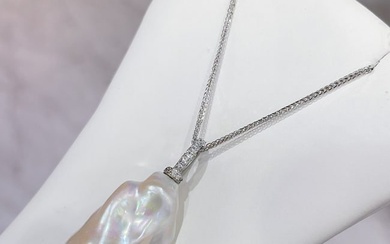 S925 Sterling Silver Large Baroque Pearl Pendant