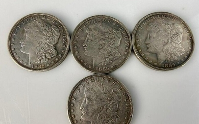 SET OF 4 SILVER US DOLLARS 1885