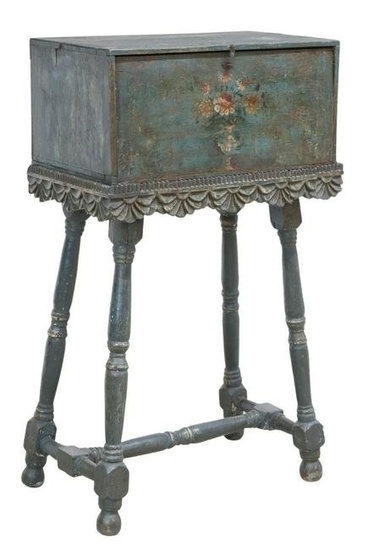 SPANISH PAINT-DECORATED VARGUENO ON STAND