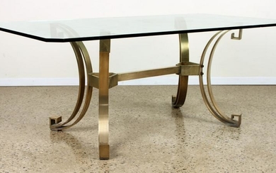 STYLISH HEAVY BRONZE AND GLASS TABLE C.1970