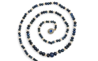 Sapphire, Pearl, and Diamond Necklace