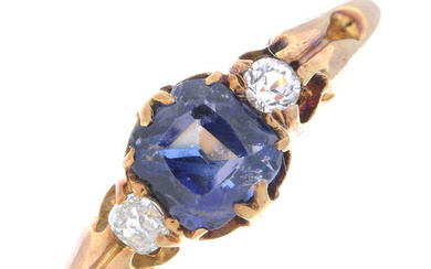Sapphire & diamond three-stone ring