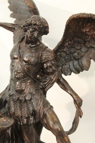 Sculpture, St. Michael and the dragon - 76 cm - Bronze - Second half 20th century