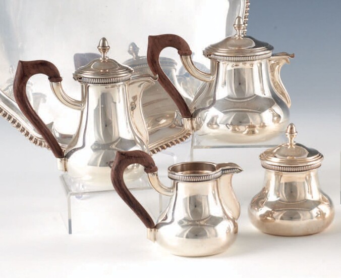 Servizio da tè e caffè in argento 800 composto... - Lot 541 - Pierre Bergé & Associés