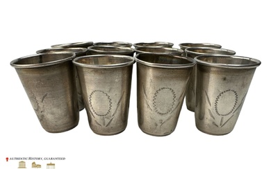 Set of 12 Old Silver Cups for Jewish Celebration of...