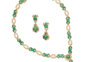 Set of Emerald and Diamond Jewelry