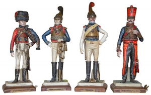 Set of Four Ceramic Figures of French Uniformed Soldiers