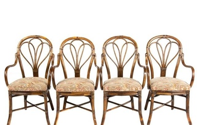 Set of Four McGuire Contemporary Rattan Chairs