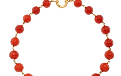 Single strand of Red coral necklace