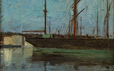 Sir Gerald Festus Kelly, PPRA, RHA (British, 1879-1972) 1908, "Le Vieux Port, Marseilles", H 6.5" W 7"