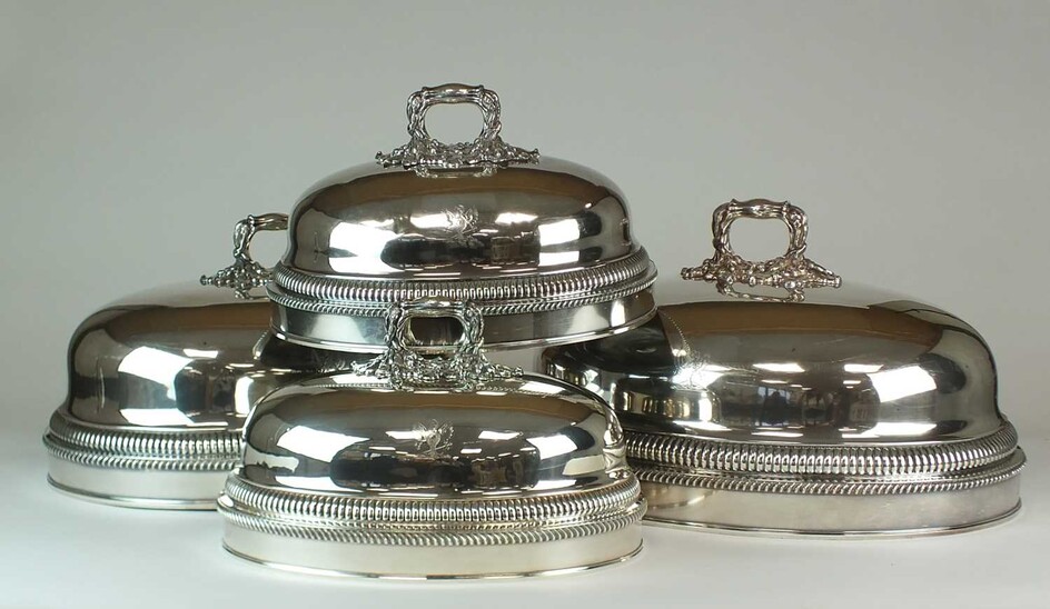 Six silver plated dish covers