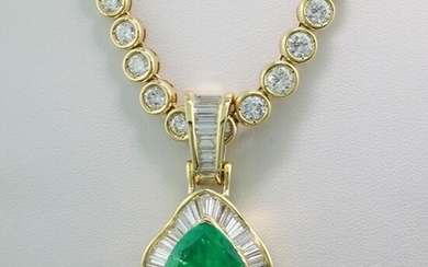 Smaragd Diamant Collier 28,68 carat Kolumbien Spitzen- Qualität - 18 kt. Gold - Necklace - 28.68 ct Emerald