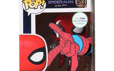 Spider-Man Integrated Suit "Marvel Studios: Spider-Man No Way Home #913 Funko Pop! Vinyl Bobble-Head Figure with Custom Spider-Man Artwork by Anthony "Ram Fam" Ramirez (PA)