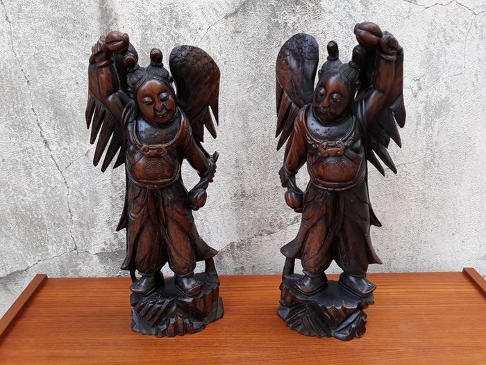 Statues (1) - Wood - Paire de statues Fukien - China - Late 19th century