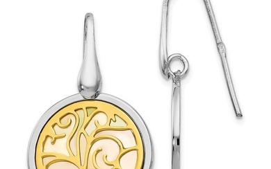 Sterling Silver Gold-tone MOP Dangle Earrings
