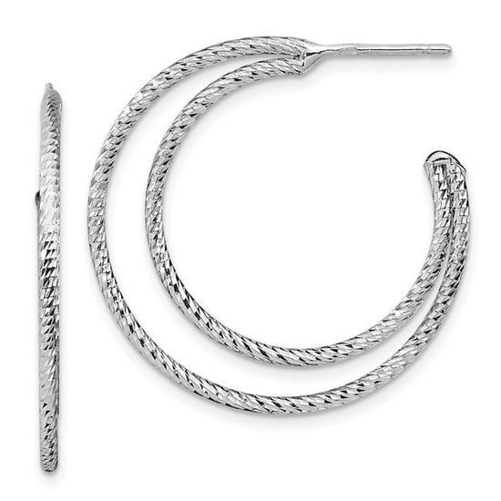 Sterling Silver Rhodium-plated D/C Hoop Earrings - 30.5 mm