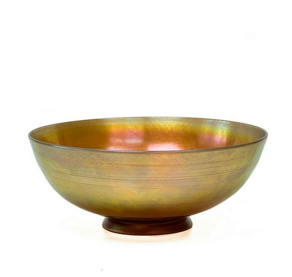Steuben Iridescent Gold Aurene Glass Bowl #2852 Signed