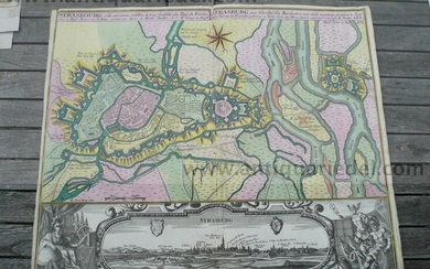 Straßbourg, anno 1730, Plan+Panorama, Seutter M.
