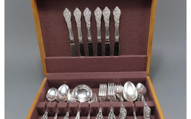 Stunning 36pc Sterling Silver Reed and Barton Florentine Lace Pat Serves 6