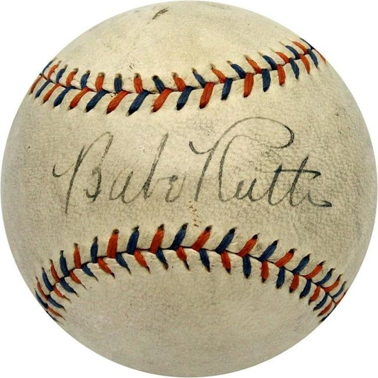 Stunning Babe Ruth Single Signed Baseball PSA DNA Graded 8 Near Mint