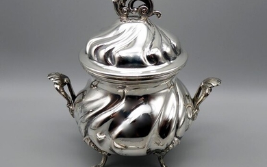 Sugar bowl, l.M.A. by Guerci & C. - Antique Torchon-worked Sugar Bowl in Silver, Chiseled by Hand - .800 silver - Italy - Mid 20th century