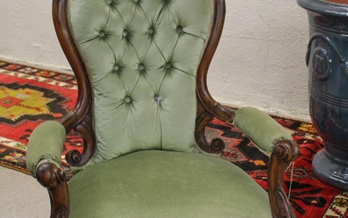 THREE CARVED AND UPHOLSTERED PARLOR CHAIRS
