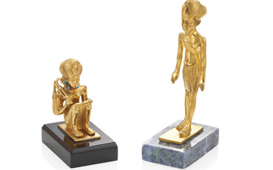 TWO GOLD AND GOLD-PLATED FIGURES