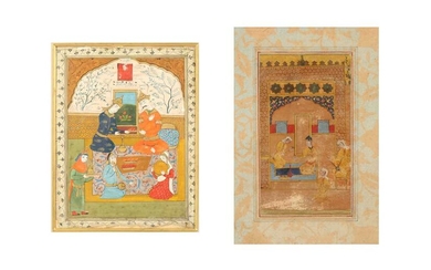 TWO ILLUSTRATED FOLIOS WITH INTIMATE BANQUETING SCENES Iran, 17th - 18th century