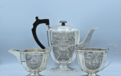 Tea service, Calcutta silver tea service - .925 silver - British India - Early 20th century