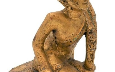 Thai Giltwood Figure of a Kneeling Monk, 19th century