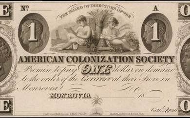 The American Colonization Society, [at] Monrovia, [Liberia]. 1 Dollar. Uncirculated.