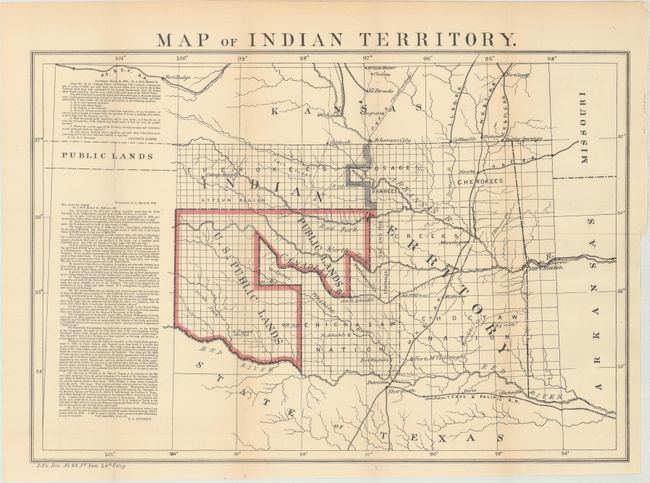The First Designation of Public Lands, "Map of Indian Territory", Boudinot, E. C.
