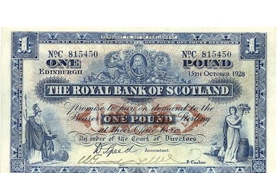 The Royal Bank of Scotland. One pound £1 banknote 15th Octob...