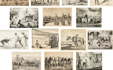 Theodore Van Soelen (American, 1890-1964) Chuckwagons and Cowboys, Complete Portfolio of 18 Works