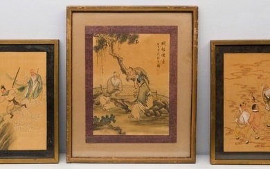 Three Chinese Paintings on Silk