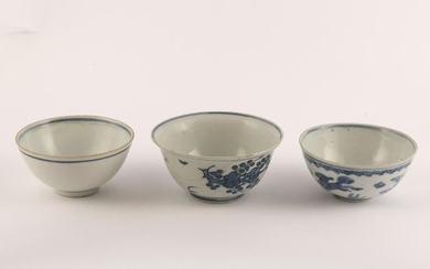 Three Chinese blue and white porcelain bowls, circa