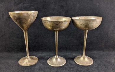 Three Silver Plated Stemmed Goblets