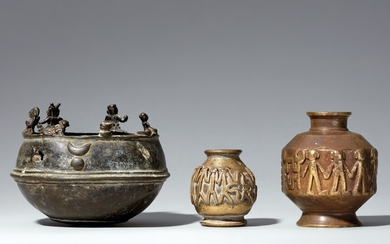 Three copper alloy vessels. Southern and Central India. 19th century